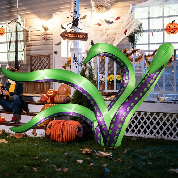 Ktaxon 7' Halloween Inflatables Decoration,Octopus Tentacle 2Pcs Blow up Decoration Octopus Legs w/ Build-in LEDs