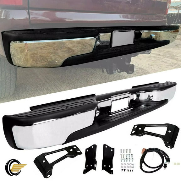 NEW Chrome Complete Rear Bumper for 1999-2007 Chevy Silverado Sierra 2500HD 3500