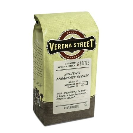 Verena Street Julien's Breakfast Blend Whole Bean Coffee, Medium Roast, 32 Ounces – Smooth & Balanced Arabica Coffee for a Bright Start