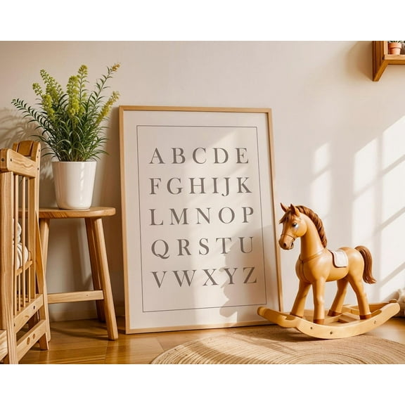 Miluva Timeless Abc Print Gender Neutral Nursery Wall Art, Minimalist Alphabet Poster For Kids, Playroom & Montessori Decor Decor For Living Room Bedroom, 8x12 UNFRAMED