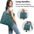 thumbnail image 2 of 5 Pack Foldable Shopping Bag,Teal Christmas Star Pattern Reusable Grocery Bags with Pockets,Large Reusable Tote Bags with Handles Waterproof & Lightweight, 2 of 6
