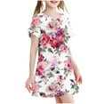 thumbnail image 1 of RXIRUCGD 2025 Vêtements d'Été pour Enfants 3-12 Ans Mode Imprimée Pyjama Rêveur Mi-Mollet Chemise de Nuit, 1 of 4