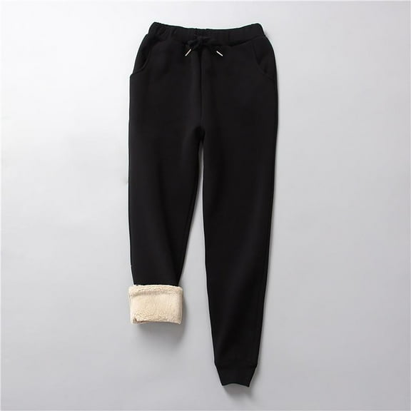 Turilly Fashion Women Winter Sport High Waist Leg Pants Solid Casual Loose Lamb Velvet Leggins Long Pants