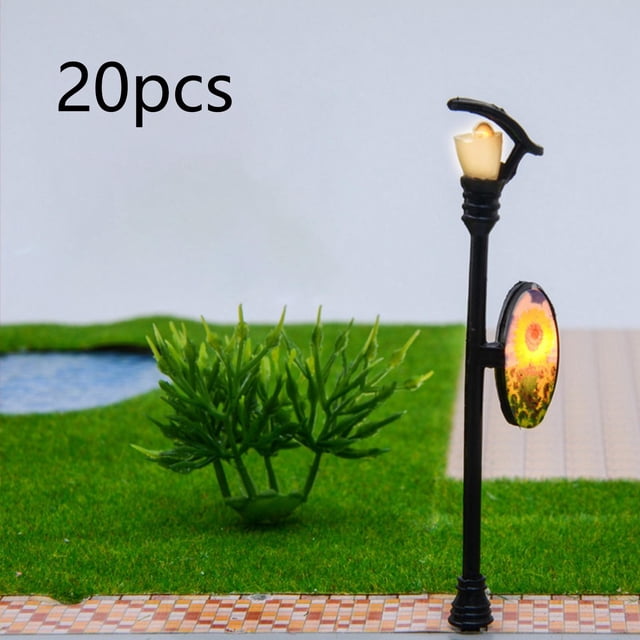 Lámpara de tren modelo 20x1:100, lámparas de calle iluminadas, accesorios de jardín de hadas, modelo de farola en miniatura, poste de farol de Estilo D Hugo Luces de edificios a escala