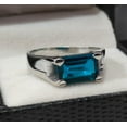 thumbnail image 4 of Natural London Blue Topaz , Blue Solitaire with Accents Ring, Emerald Cut Back To School Ring Anniversary For Her, Antique Promise Ring, Minimalist Ring, 4 of 5