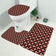 thumbnail image 2 of Red Orange Mushroom Black Pattern Bathroom Rugs Sets 3 Piece,Toilet Cover Set,Absorbent Non Slip Bathroom Mats Sets with U-Shaped Contour Rug Toilet Rug Set, 2 of 5