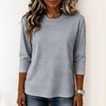 thumbnail image 5 of 3/4 length Sleeve Shirts for Women,Soft Stretchy Wrinkle-Free Tops,Casual Crew Neck T Shirt for Work Daily Fall, M, 5 of 6