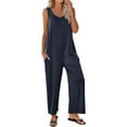 thumbnail image 2 of ZAZYULZ Summer Jumpsuits Womens Tank Jumpsuits Scoop Neck Sleeveless Rompers Casual Wide Leg Loose Fit Rompers With Pockets(Navy Blue,Xl), 2 of 9