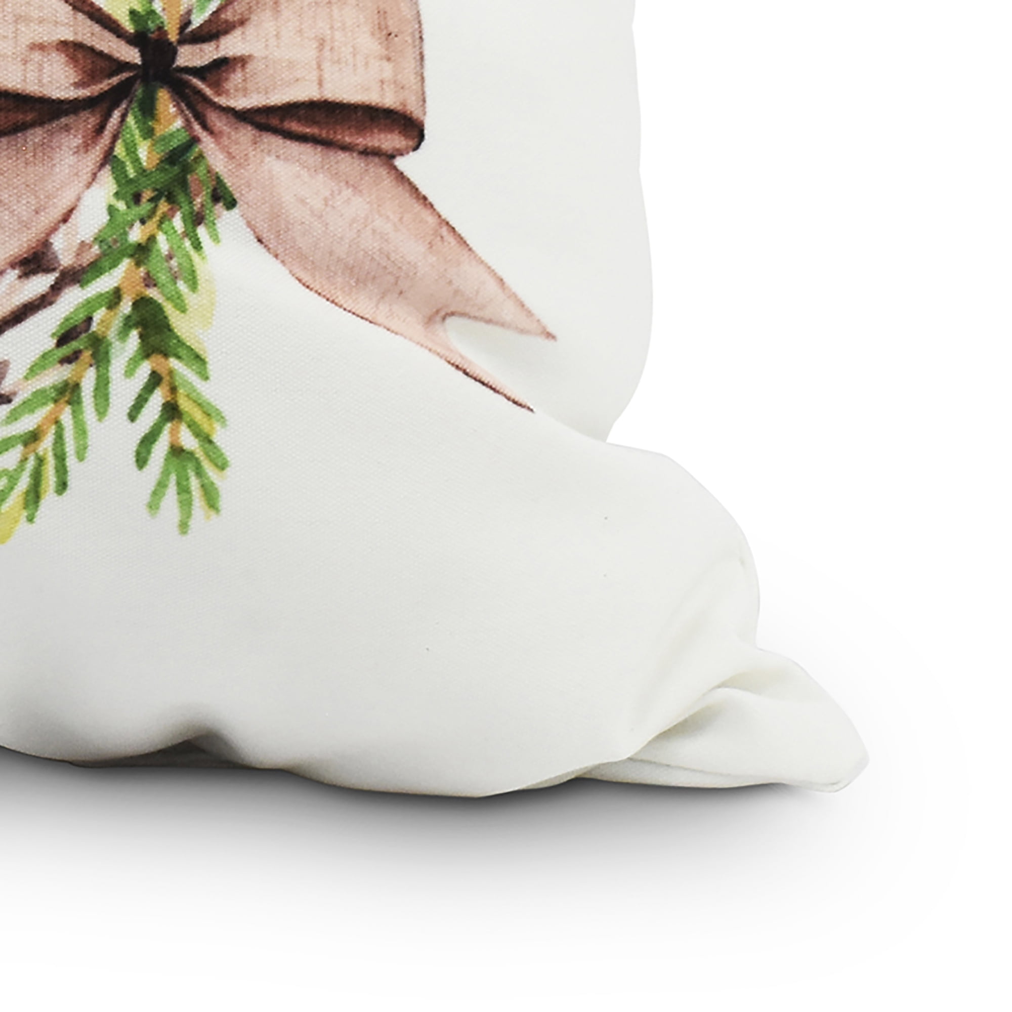 Sprig of Green 26 Inch Off White Holiday Print Decorative Throw Pillow