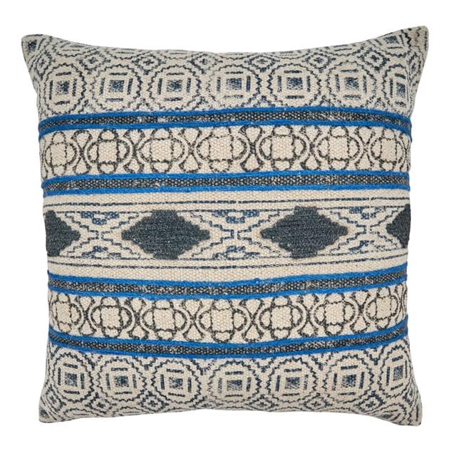 SARO 2305.BL20SP Coussin Décoratif Carré de 20 Po Rempli de Poly avec Motif de Tapis Bohème Bleu
