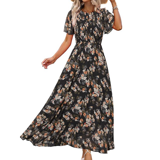 Vestido largo Simplee Apparel Summer Boho Floral para mujer