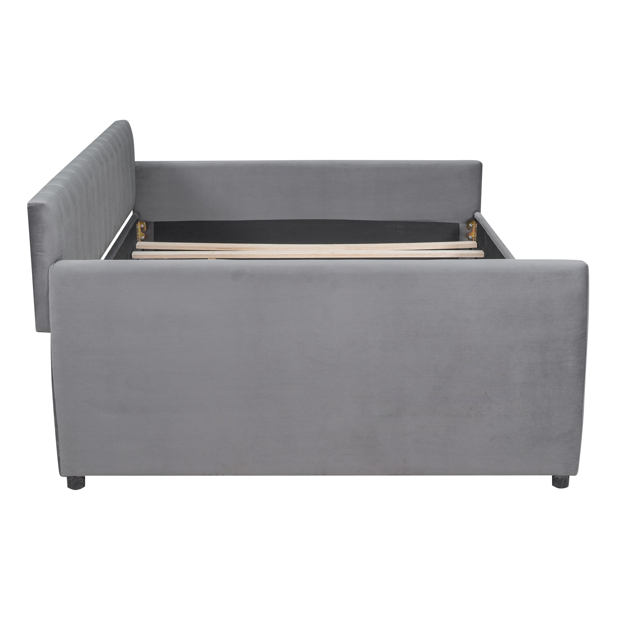 DEALTOPS Full Size Upholstered Daybed with 2 Drawers for Bedroom Living Room Daybed Frame No Box Springs Need - Gray