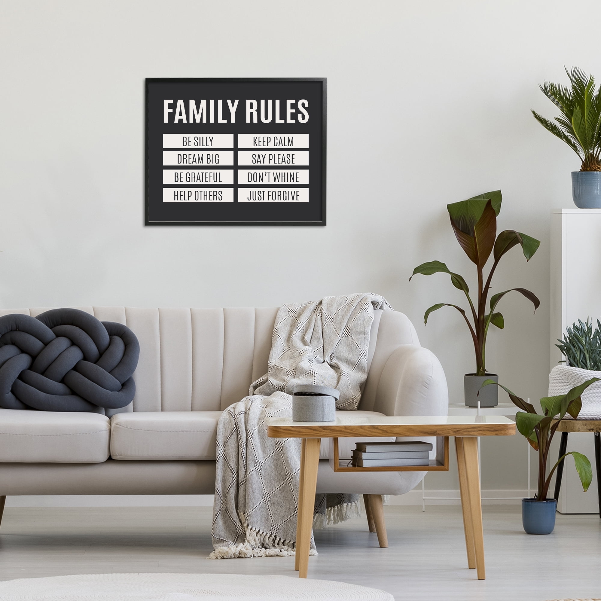 Stupell Industries Family Rules Simple Black Black Framed Giclee Art, design by SD Graphics Studio