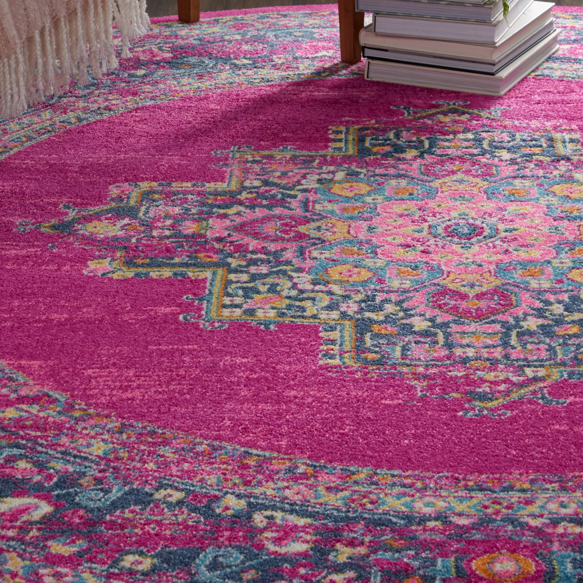 Nourison Passion Persian Fuchsia 8' x ROUND Area Rug, (8 Round)