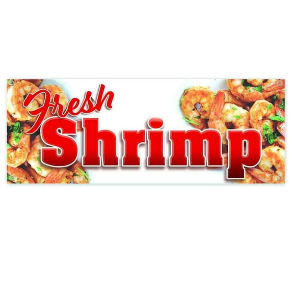 Fresh Shrimp Cooked 13 oz Vinyl Banner With Metal Grommets