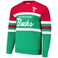 thumbnail image 2 of Men's Mitchell & Ness Green/Red Milwaukee Bucks Hardwood Classics Vintage Logo Head Coach Pullover Sweatshirt, 2 of 3