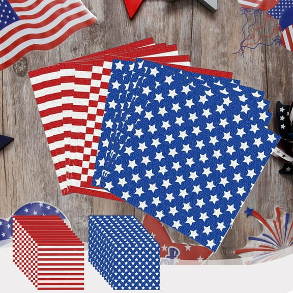 kladzum 12Pc 4th of July Paper Napkins Patriotics Americans Flag Disposable Napkins 6.5x6.5in Star and Stripe Independence Day Home Kitchen Fourth of July Party Supplies