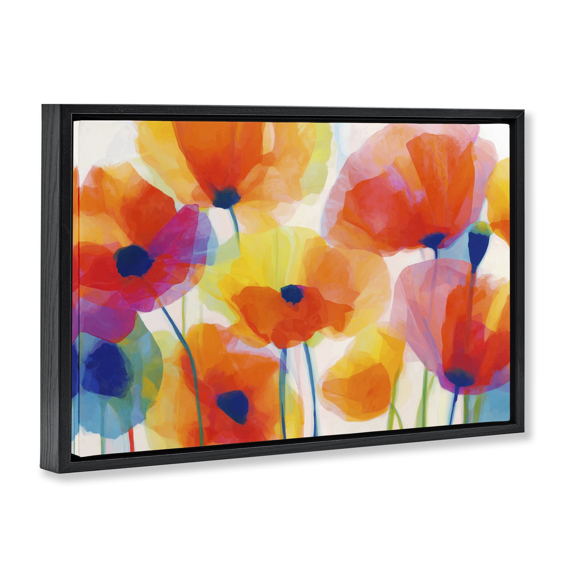 Stupell Industries Poppies At Golden Hour Black Framed Floater Canvas Wall Art, design by Chromatic Storm Studio