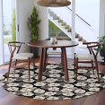 thumbnail image 6 of Vintage Flowers Round Area Rug 5ft Washable Large Round Rug for Living Room, Soft Non-Slip Circle Rugs for Dining Room, Black Farmhouse Pastoral Chic Floral Floor Carpet for Bedroom Entryway Office, 6 of 8