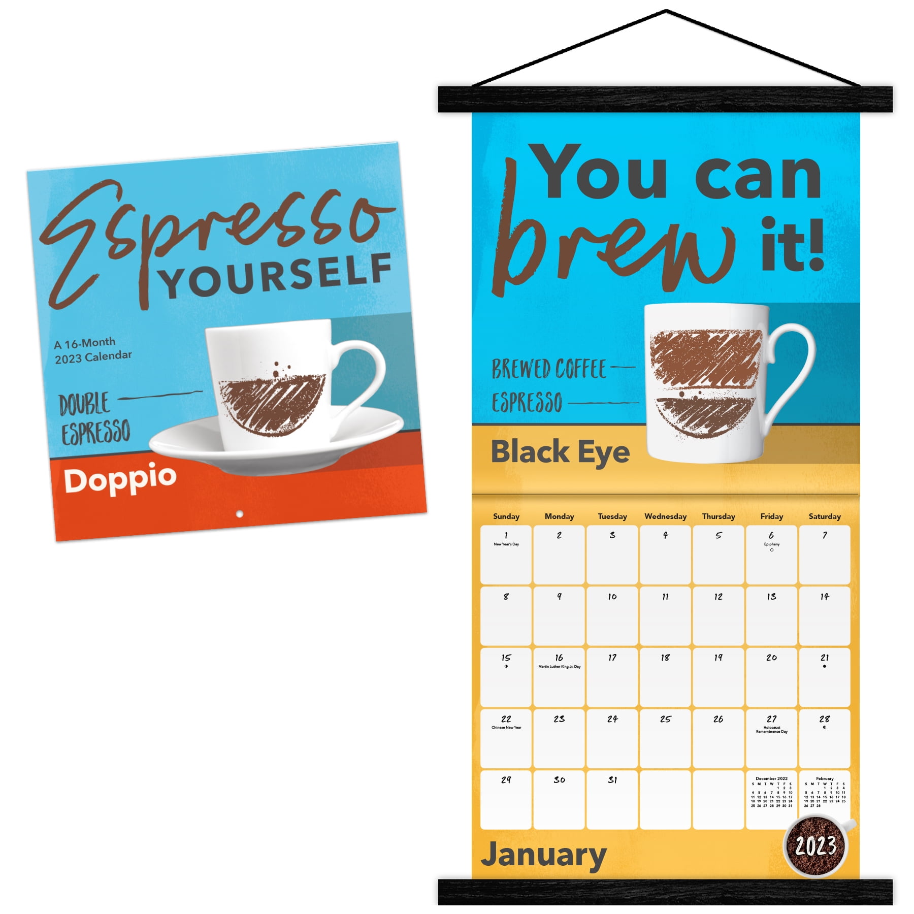 Trends International 2023 Coffee Wall Calendar & Frame