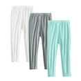 thumbnail image 2 of 3 Pack Girls Leggings Cotton Tights for Toddler Kids Stretchy Soft Yoga Pants Full Length Multipack Pull On Fall Winter Mint Green 2-3 Years, 2 of 7