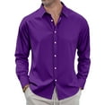 thumbnail image 2 of GrmtClth Mens Dress Shirt Long Sleeve Regular Fit Button Up Shirt Vintage Stretch Solid Color Formal Shirt Purple M, 2 of 7