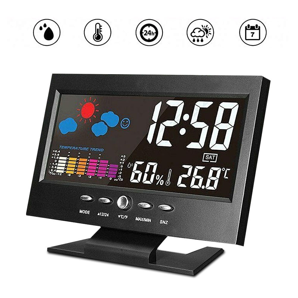Digital Projection Alarm Clock LED with Temperature Weather Station LCD Display 