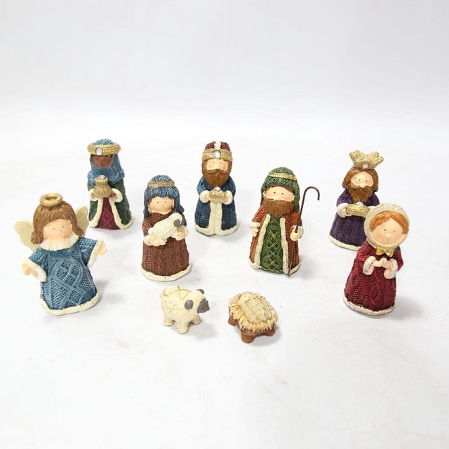 10pcs Natividad Pesebre Decoración Cristo Nacimiento de Jesús Adorno Resina Católica de Decoración Navideña perfecl Estatua de la figura de la natividad