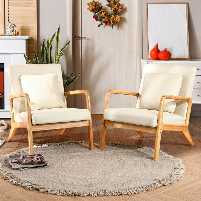 Modern Mid Century Accent Chairs,Living Room Chair Set of 2,Fabric