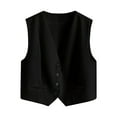 thumbnail image 7 of GEWSEY 2025 Womens Summer Vest Tops Sleeveless Long Lightweight V-Neck Single Button Slits Casual Fashion Work Jacket (Black, M), 7 of 7