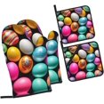 thumbnail image 2 of Easter Eggs Print Oven Mitts and Pot Holders 4pcs Set,Kitchen Oven Glove,for Cooking Baking BBQ, 2 of 6