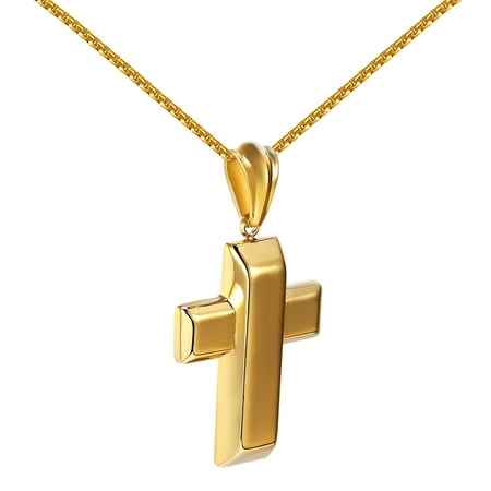 Design Cross Charm - Bar Design Cross Pendant 18k Gold Tone Stainless Steel Charm Necklace Set Jesus