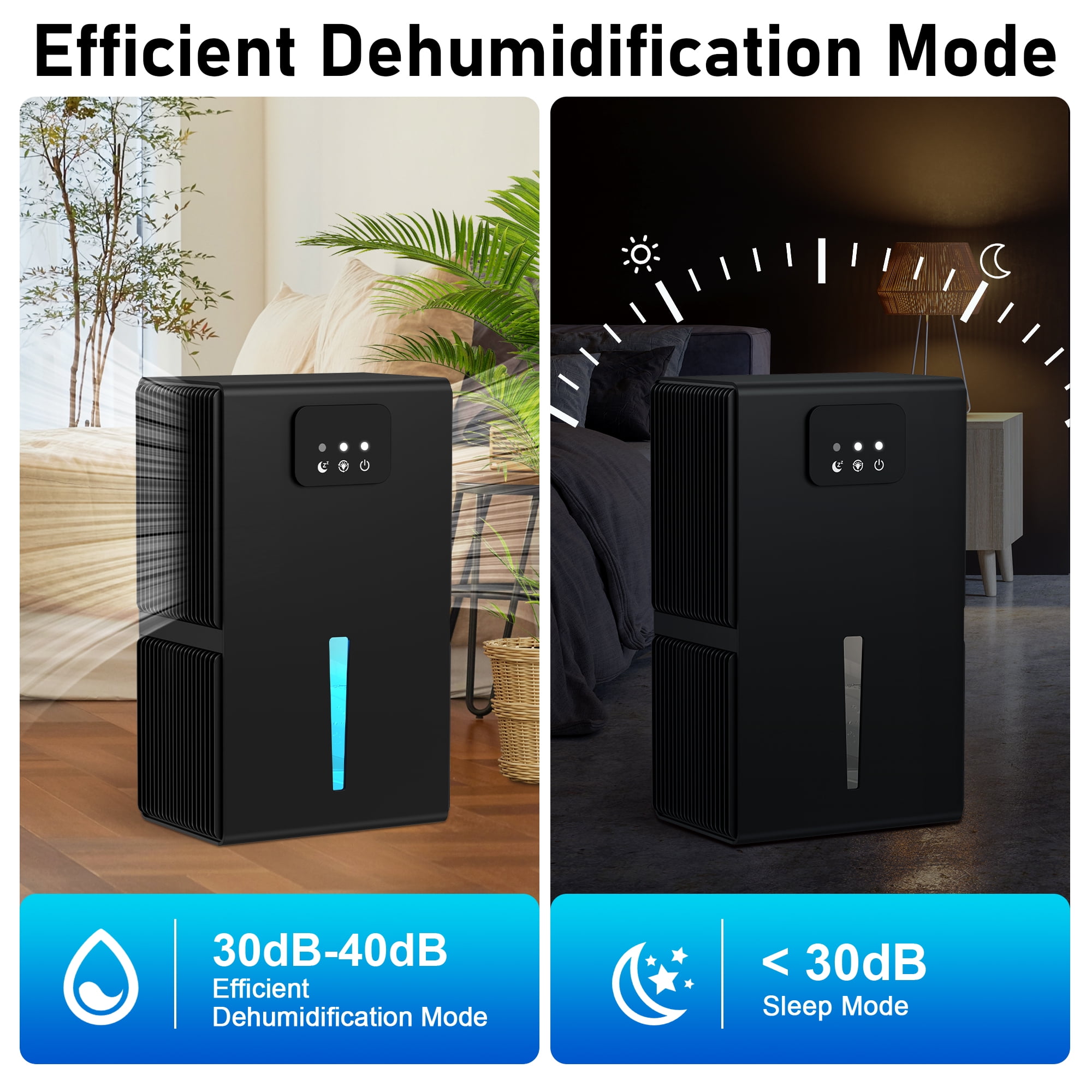 EGEH Dehumidifiers for Home, 85 OZ Dehumidifier for Room with Auto Shut Off, Sleep Mode (800 sq. ft) Black