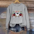 thumbnail image 7 of asdoklhq Festive Long Sleeve Pullover Women's Round Neck Christmas Printed Sweatshirt Long Sleeved Top Sweatshirt Gray XS, 7 of 7