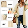 thumbnail image 3 of Aleumdr Womens Long Cardigan Stripe Knit Long Sleeve Fall Beige Sweaters Coat XL, 3 of 9