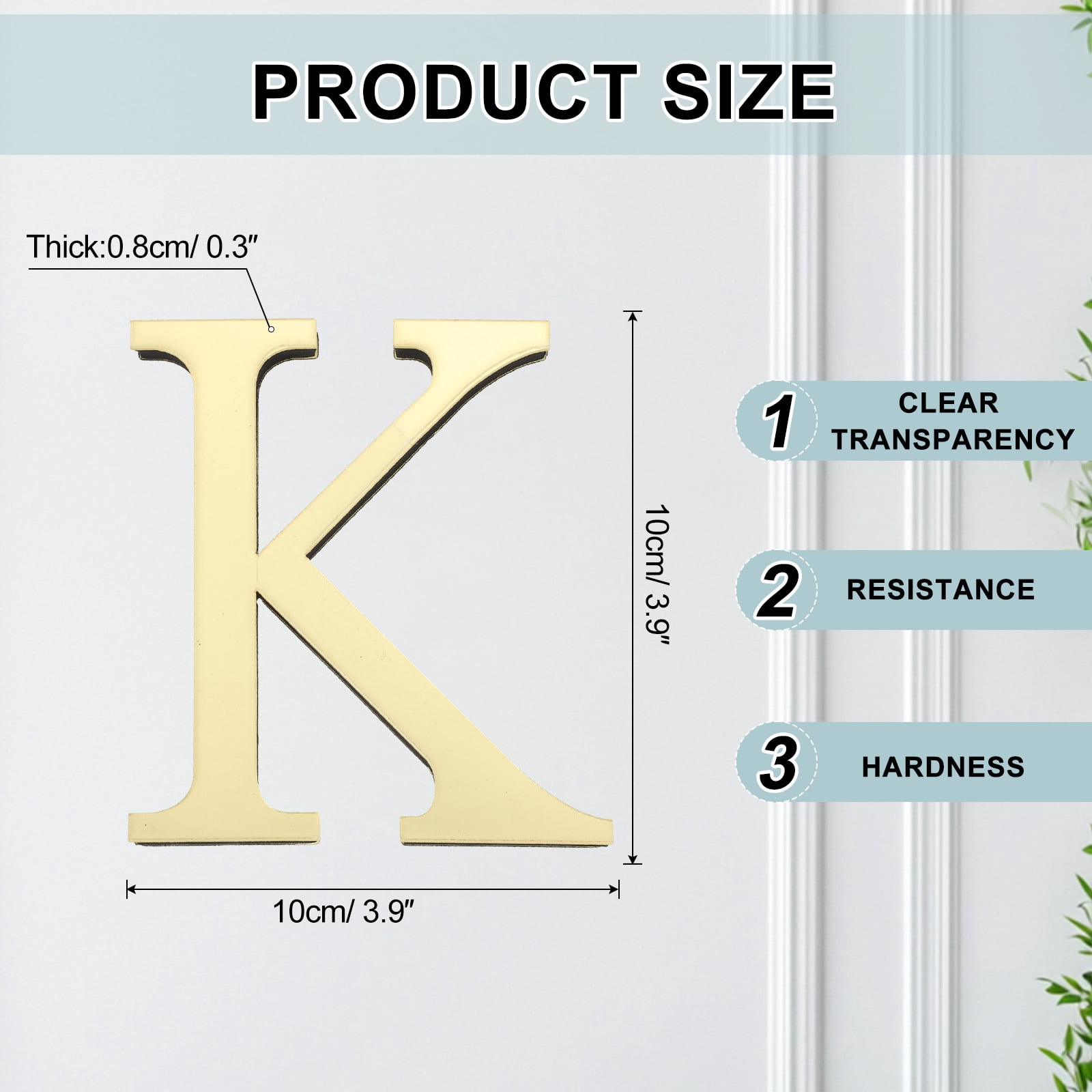Unique Bargains 3D Alphabet Mirror Wall Stickers 3.94" x 3.94" x 0.31" Letter K
