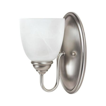 Antique Brushed Nickel Glass (Sea Gull Lighting Lemont - One Light Wall/Bath Vanity, Antique Brushed Nickel Finish with Etched White Alabaster)