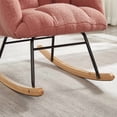 thumbnail image 6 of Nmkwnr Modern Rocking Chair with Metal Frame, Upholstered Fabric Accent Chair for Living Room, Bedroom, Office, Pink, 6 of 9