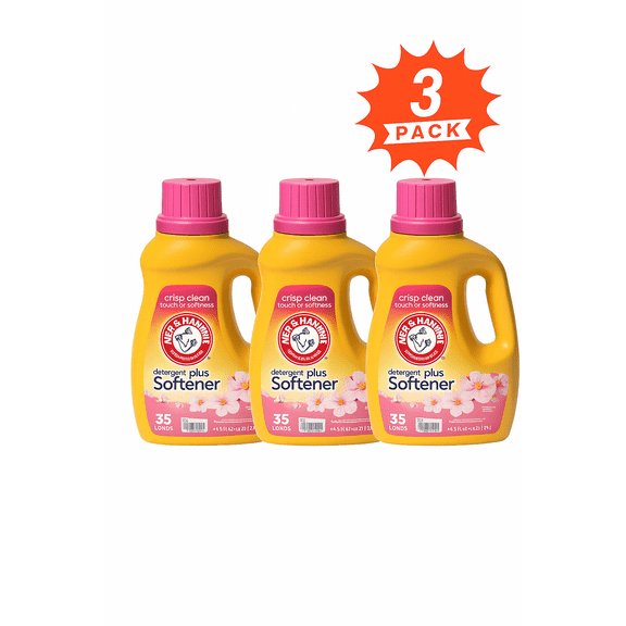ARM & HAMMER Orchard Bloom Liquid Laundry Detergent Plus Softener (Pack 3) - 105 Loads, 136.5fl