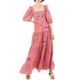 thumbnail image 4 of Rdhnmea Women Long Dress Embroidery Smocked Square Neck Flowy Dresses, 4 of 8