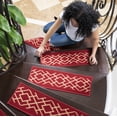 thumbnail image 5 of Ottomanson Non-Slip Rubberback Diamond 8.5" x 26" Indoor Stair Treads, 7 Pack, Red/Cream, 5 of 13
