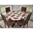 thumbnail image 2 of Covers For The Home Deluxe Elastic Edged Flannel Backed Vinyl Fitted Table Cover - Christmas Flower / Poinsettia Pattern - Small Round - Fits Tables up to 40" - 44" Diameter (ETCF48), 2 of 4