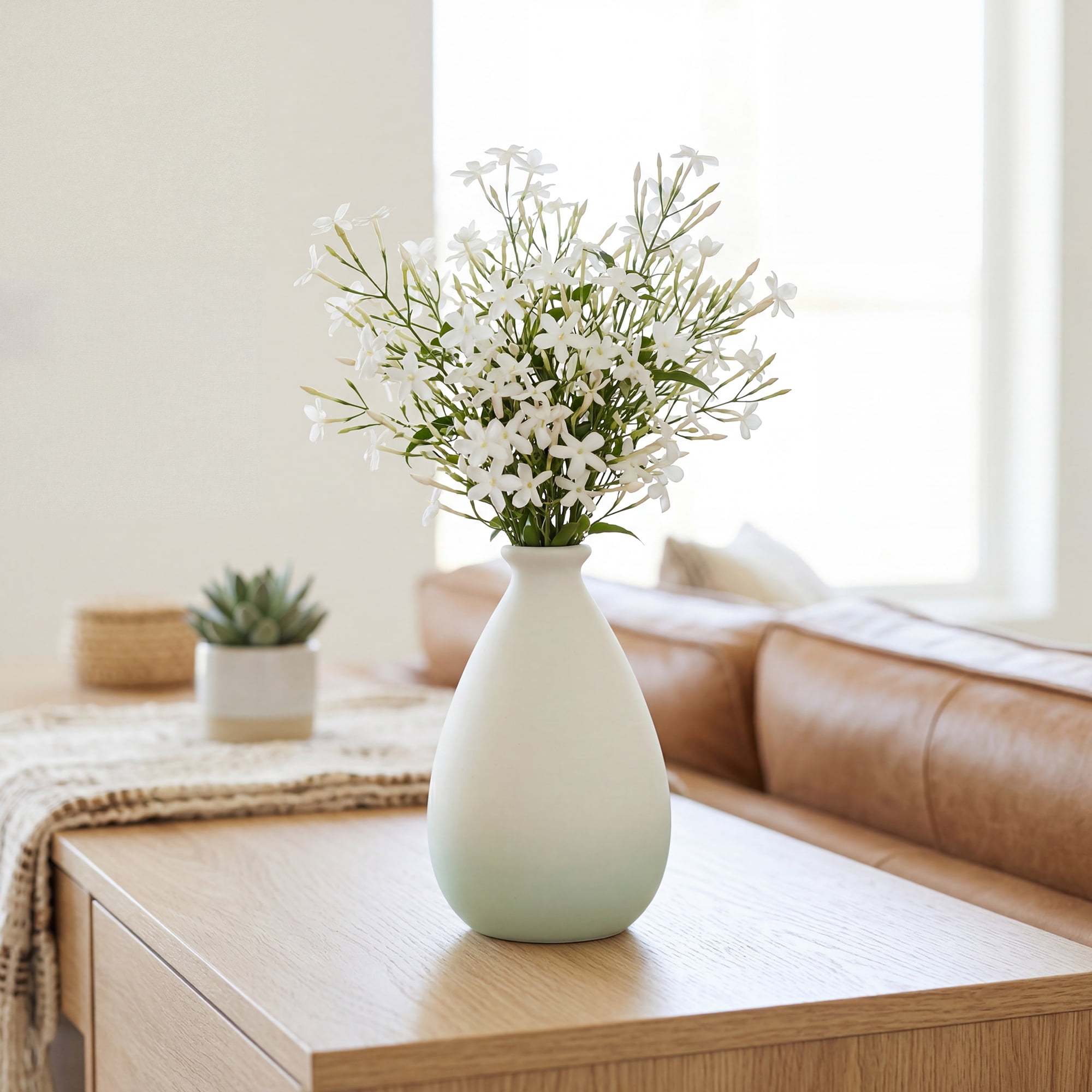 Unique Bargains Mini Ceramic Ribbed Bud Vase for Flower Aqua 2.8"L x 2.8"W x 4.3"H