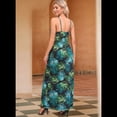 thumbnail image 4 of Vestido de Verano 2025 para Mujer, con Estampado Floral, Lazo Frontal, Tirantes Finos, Informal, Bohemio, , Suelto, Verde, XL, 4 of 6