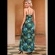 thumbnail image 4 of Vestido de Verano 2025 para Mujer, con Estampado Floral, Lazo Frontal, Tirantes Finos, Informal, Bohemio, , Suelto, Verde, Talla XXL, 4 of 6