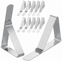 ZOURIH Tablecloth Clip - 12 Pack Stainless Steel, Rust Proof Table Clips for Home, Restaurants, Picnic, Party, Dining Tables - Fits Up to 1.8 inch Thick Tables,Silver