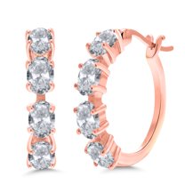 Gem Stone King 4.80 Ct Oval White Topaz 18K Rose Gold Plated Silver Earrings