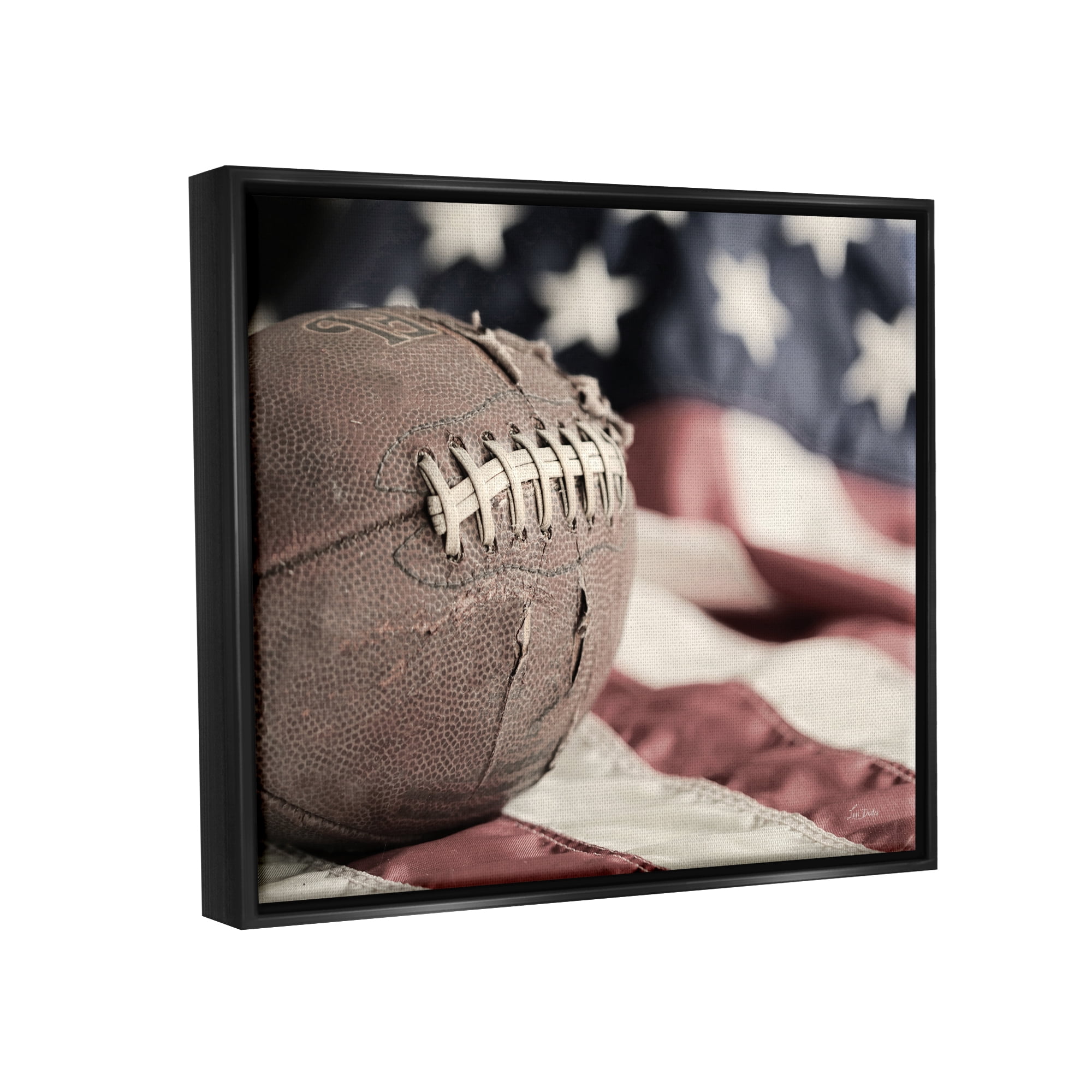 Stupell Industries Football & American Flag Sports Photography Black Floater Framed Art Print Wall Art, 31 x 25
