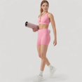 thumbnail image 7 of Women's Twist Front Sports Bra with Keyhole Cutout and Wide Shoulder Straps - Small, Pink, 7 of 7