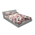 thumbnail image 2 of Ambesonne Romantic Fitted Sheet & Pillow Sham Set, Pastel Love Garden Flowers, Full, Pale Pink Peach and Lilac, 2 of 2
